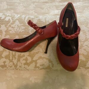 Max Studio Red Braided Strap Heels